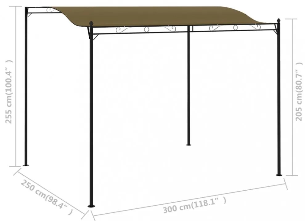 tópszínű napellenző 3 x 2,4 m 180 g/m²