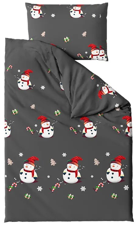 WHITE SNOWMAN fekete mikroszálas ágyneműhuzat Ágyneműhuzat mérete: 70 x 80 cm | 140 x 200 cm