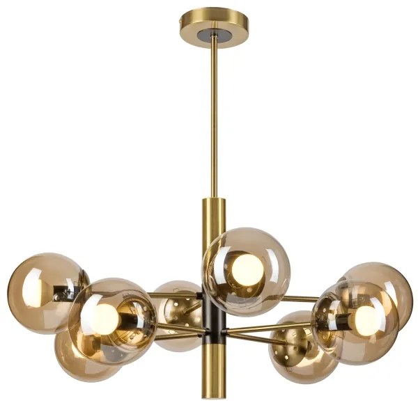 Csillár rúdon ROLLO 8xE14/5W/230V arany/füstös bézs