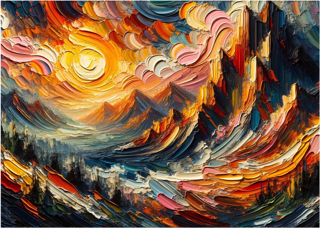Üveg kép - Hegyek, melyeket napfény ölel (70x50 cm)