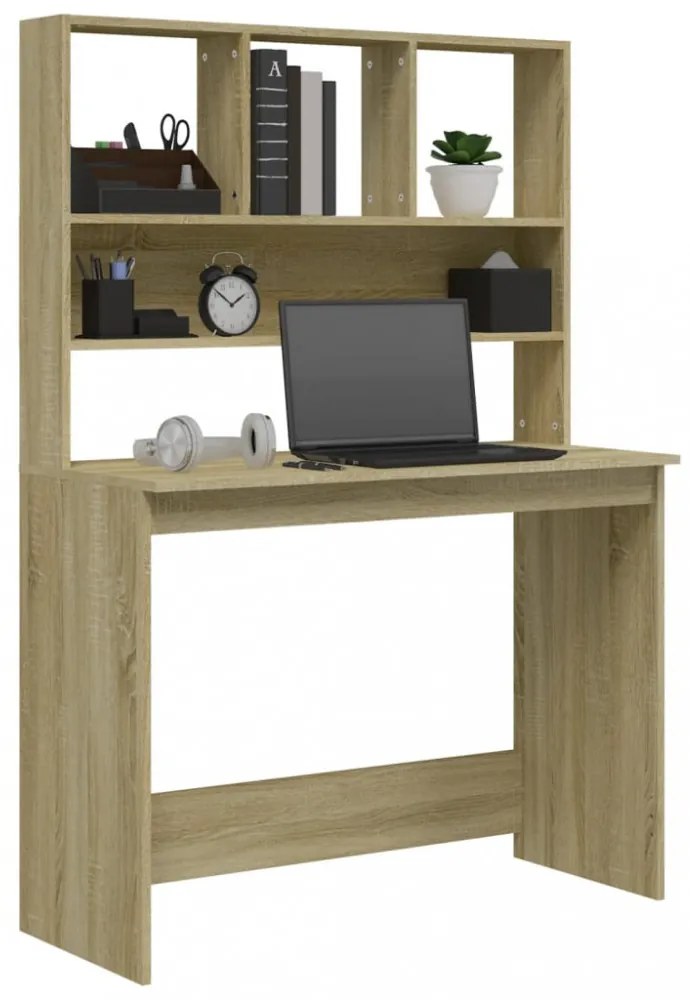 sonoma tölgy szerelt fa íróasztal polcokkal 102 x 45 x 148 cm