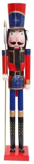 Nagyméretű Fa diótörő figura 180 cm piros kék