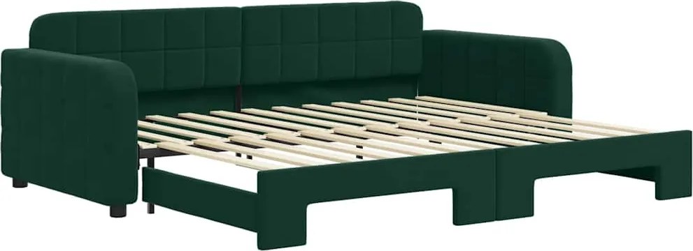 vidaXL sötétzöld kihúzható bársony heverő 90 x 200 cm