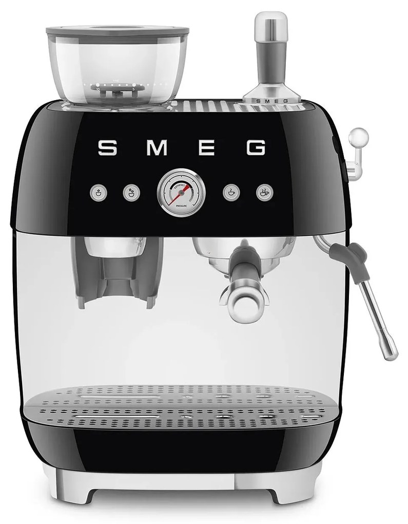 SMEG 50-es retro stílusú EGF03 karos kávéfőző kávédarálóval 2 csésze fekete - Smeg