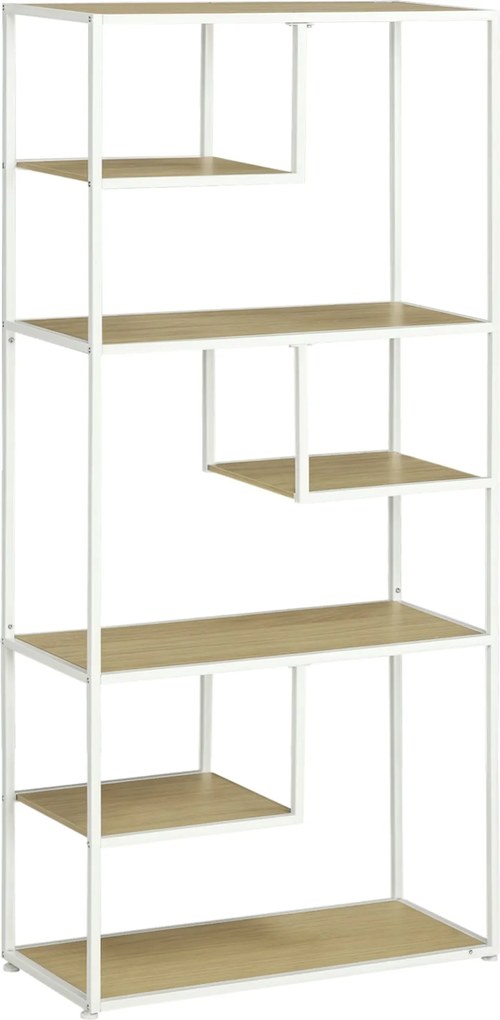 HOMCOM Ipari Tároló Könyvespolc Nappaliba, Irodába, Konyhába, 83x34x180 cm Tölgy | Aosom