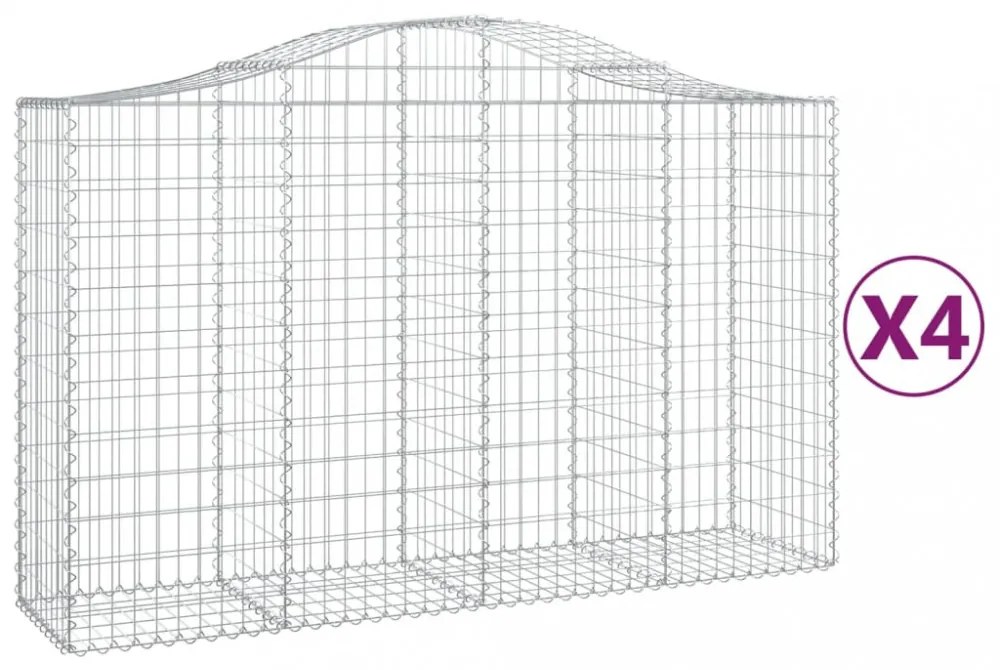 4 db íves horganyzott vas gabion kosár 200x50x120/140 cm