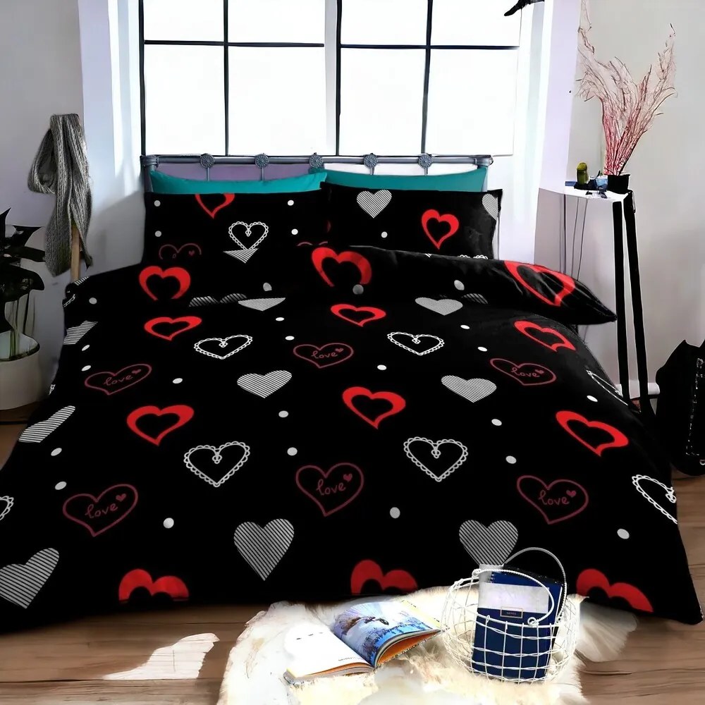 Pamut ágynemű Homa ROMEA BLACK 7 részes 140X200 cm