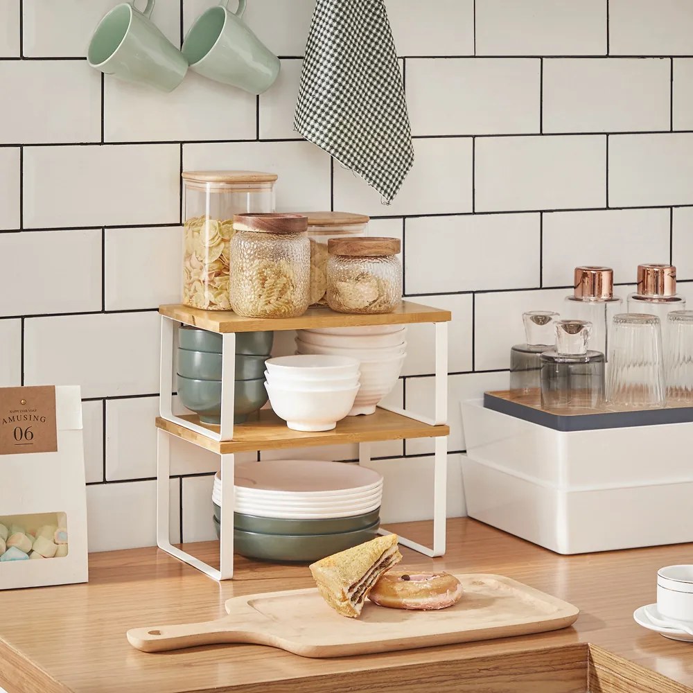 CEZAR bambusz rendszerező szett, 2 db, barna/fehér SongmicsHome