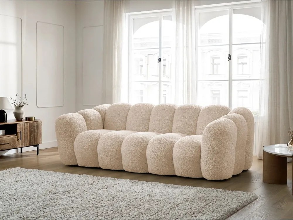 Világosbarna buklé kanapé 232 cm Hippolyte – Bobochic Paris