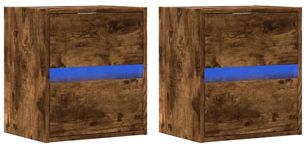 2 db füstös tölgy fali TV-szekrény LED-ekkel 41 x 31 x 45 cm