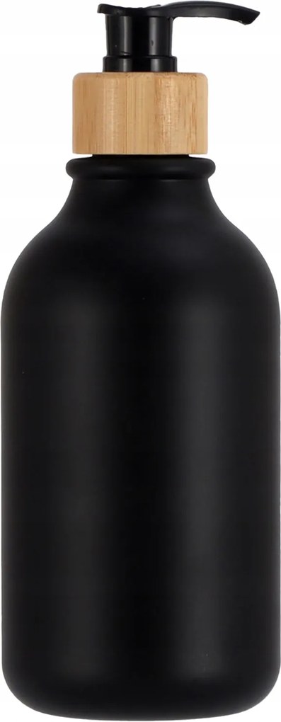Szappantartó Folyadék Gél Fekete 300ML Fürdőszobai Tartály Bambusz Fa