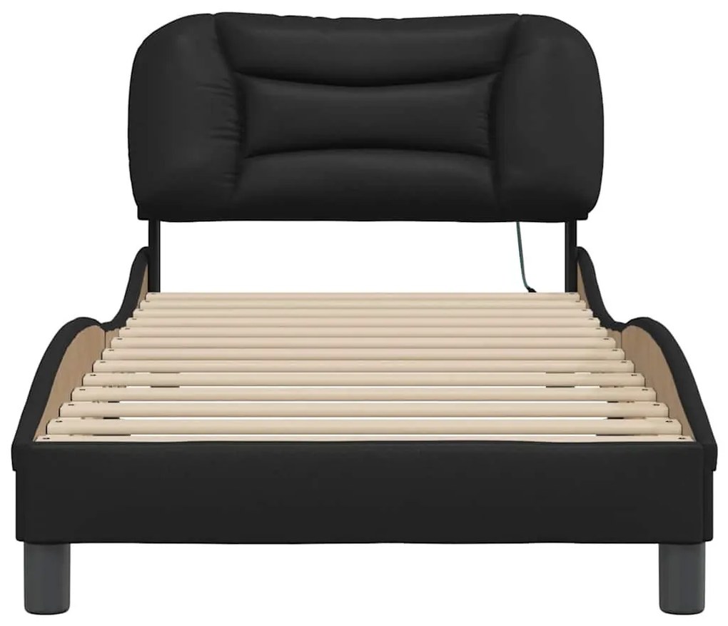 fekete ágykeret LED-ekkel matrac nélkül Hvar 90 x 200 cm