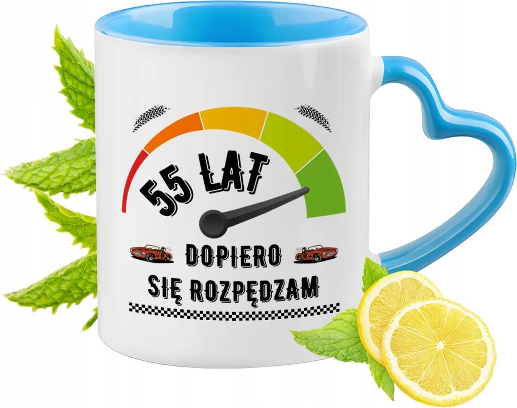 Születésnap 55 55-es Kék Bögre Szív Alakú Füllel Ajándék