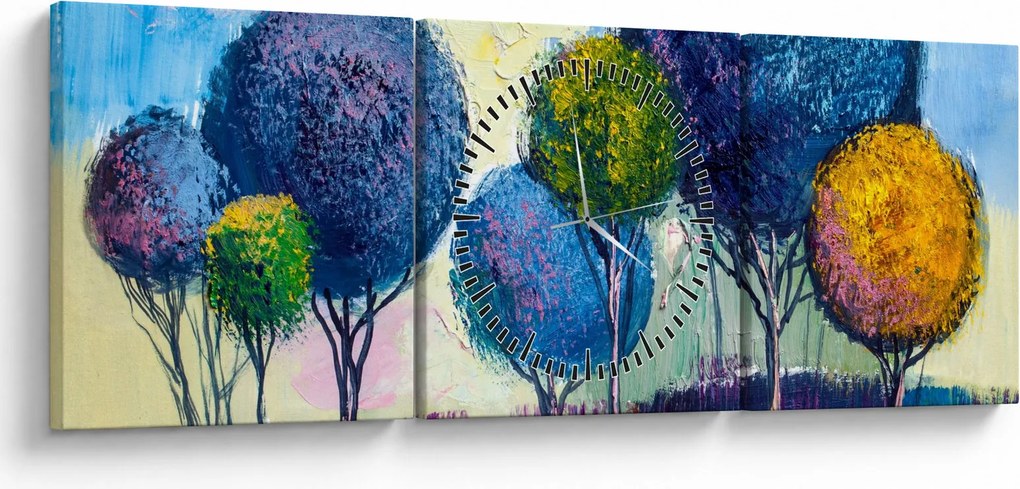 Kupolafák képe, olajfestmény (órával) (90x30 cm)