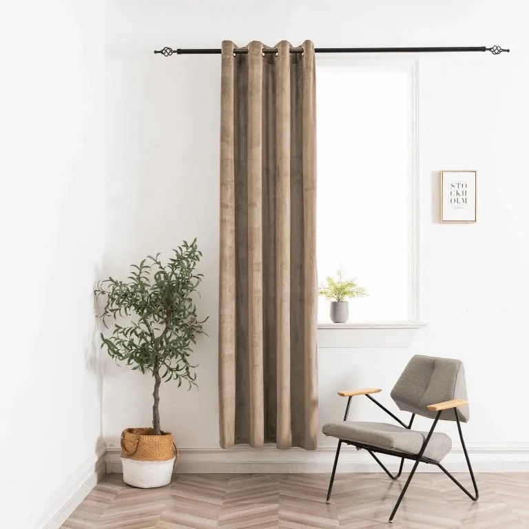 Sötétítő függöny ELVIO VELVET 140x250 cm, bézs Felfüggesztés: Fém gyűrűk