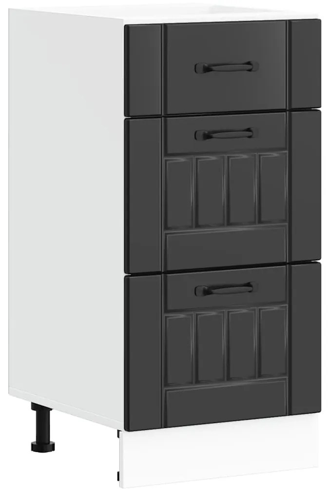 fekete, műfa konyhaszekrény „Lucca”