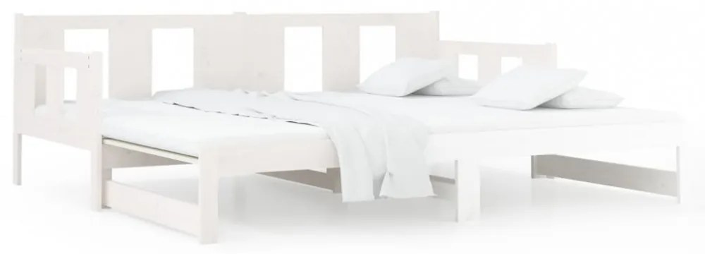 fehér tömör fenyőfa kihúzható kanapéágy 2 x (90 x 200) cm