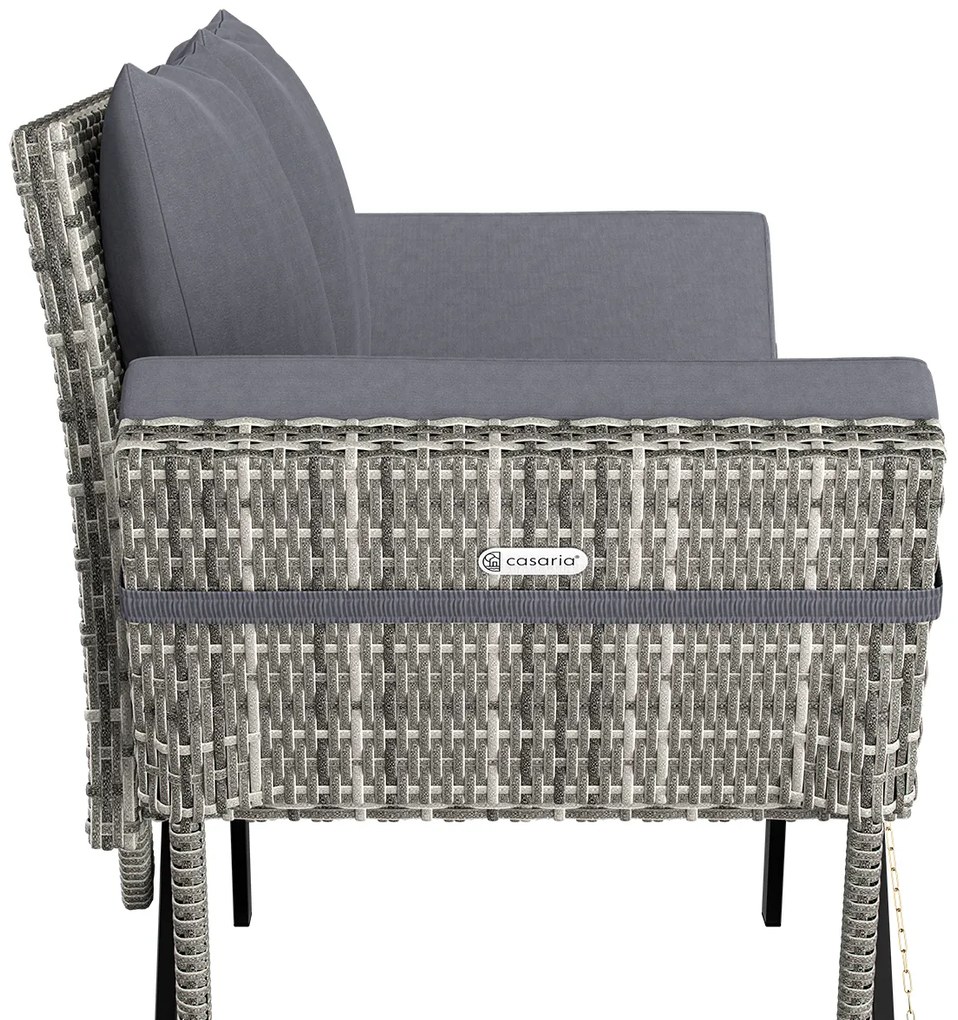 Casaria® Kerti rattan pad 176x56x81 cm - szürke