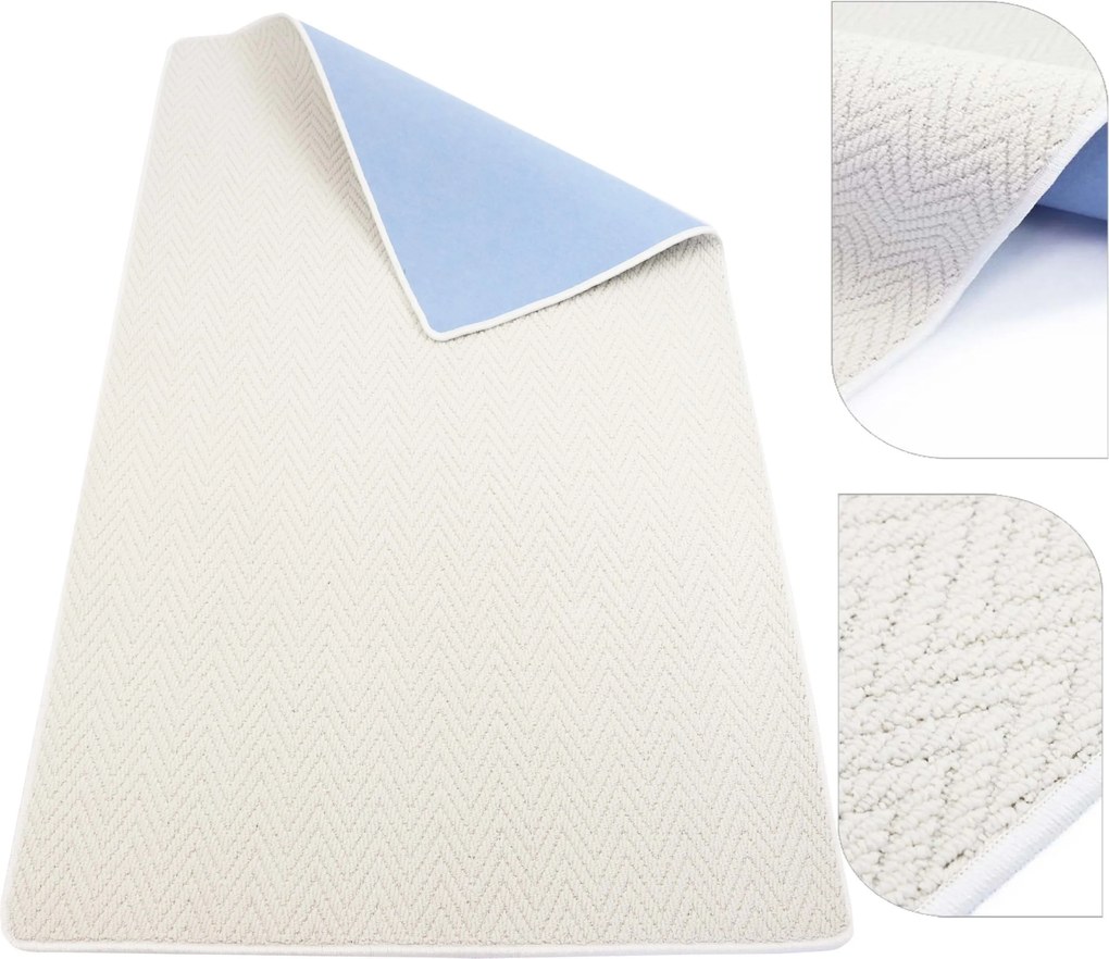 080x200cm Nappali Szőnyeg Divatos Finom Halszálka Krémszínű Hampton