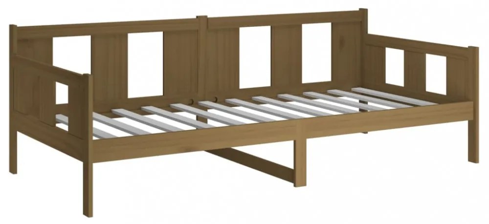 mézbarna tömör fenyőfa kanapéágy 90x200 cm