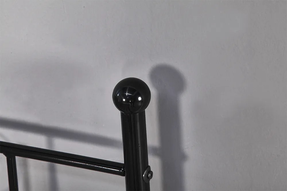 Fém kanapé - egyszemélyes ágy, fekete, 90x200, ROZALI