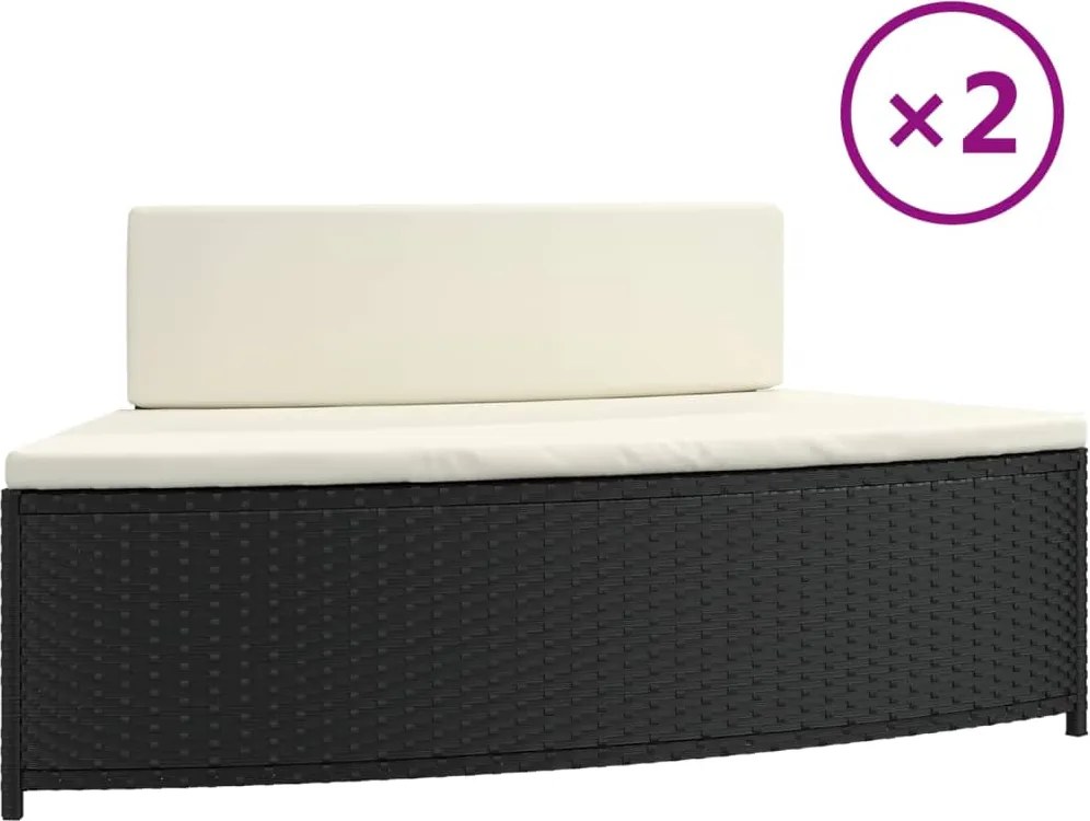 vidaXL 2 db fekete polirattan pezsgőfürdő pad párnával