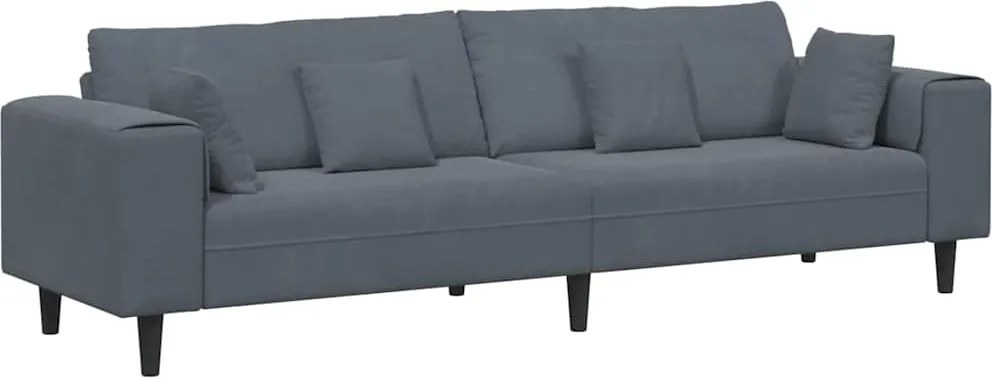 vidaXL Kanapé párnával Sötétszürke 250 x 77 x 76 cm Bársony