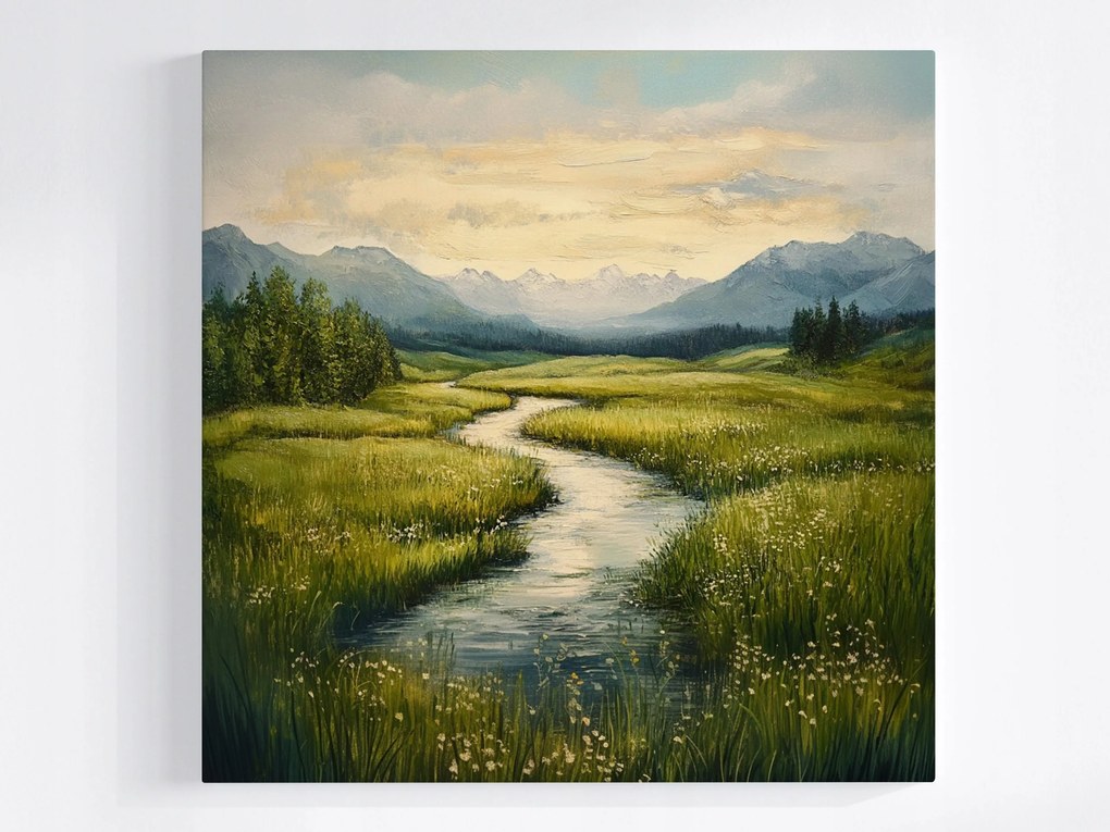 Vászonkép Canvas Tájkép Rét Folyó Patak Zöld 40x40