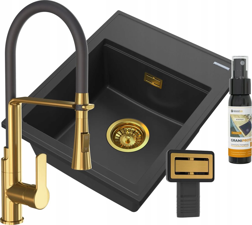 Gránit Mosogató Arany Csaptelep Konyhai Szett Alor