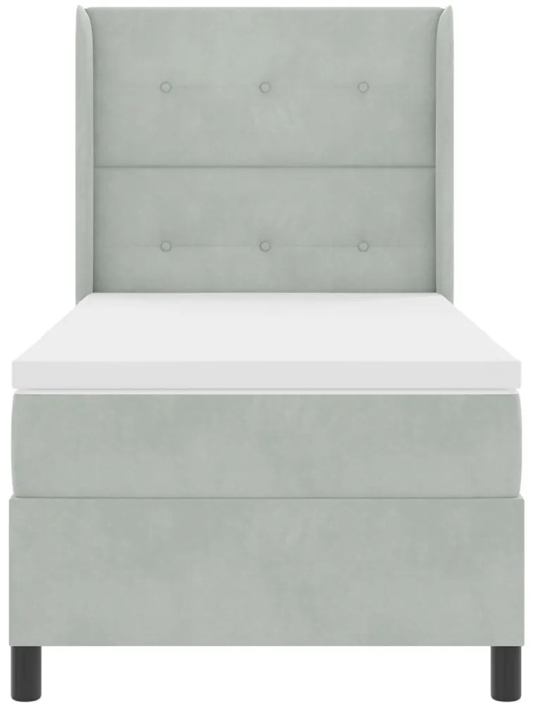 Boxspring Ágy Matrac Ezüstszürke 80x200 cm Bársony