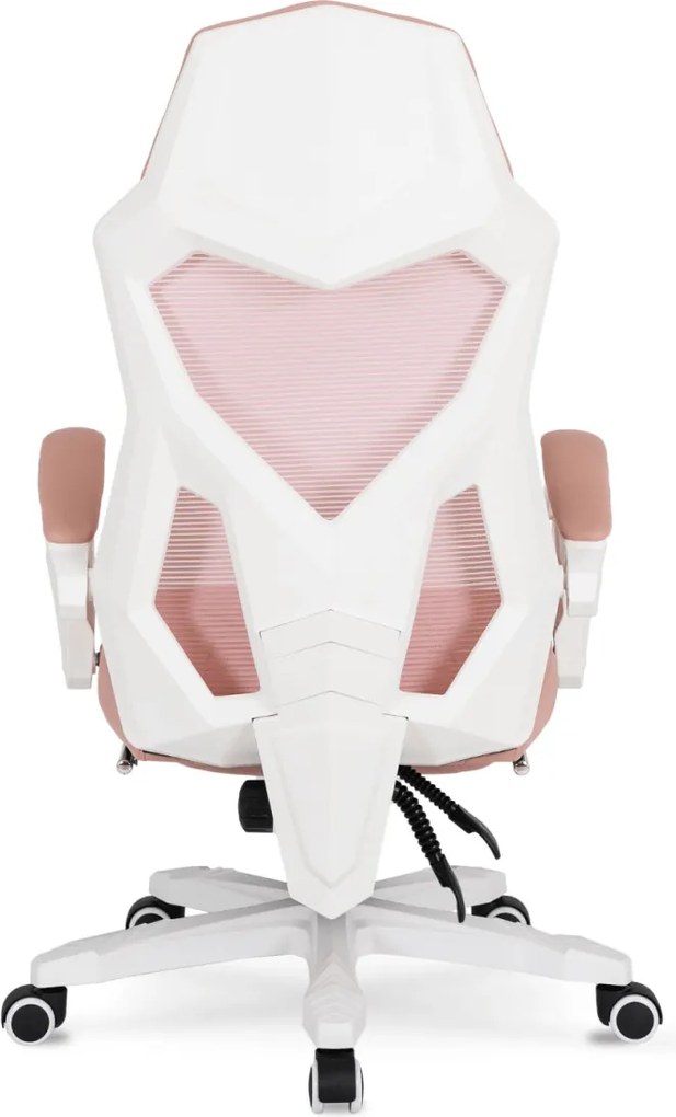 Forgószék gaming lábtartóval rózsaszín/fehér. BING