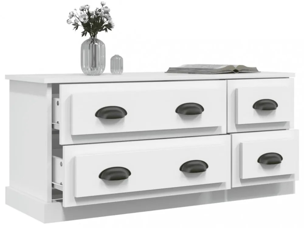 fehér szerelt fa TV-szekrény 100x35,5x45 cm
