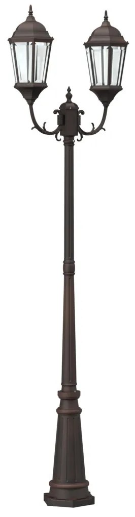 Kerti Lámpaoszlop 2-Lámpás E27 Bronz 235 cm Alumínium