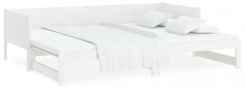 fehér tömör fenyőfa kihúzható kanapéágy 2x(90x190) cm