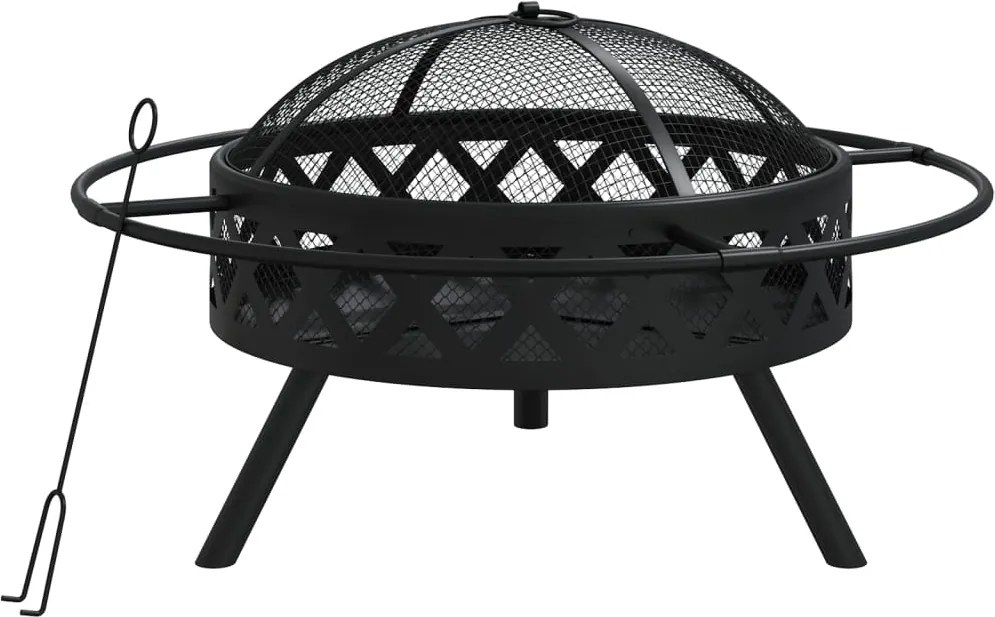 vidaXL acél XXL méretű tűztál piszkavassal 70 cm