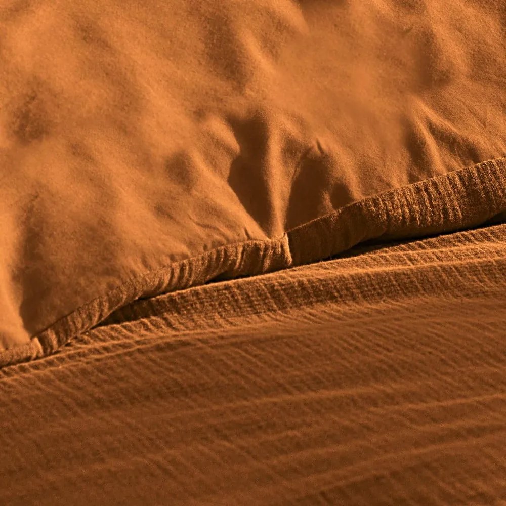 Narancssárga-barna kétszemélyes-hosszabbított muszlin ágyneműhuzat 240x220 cm Angelia – douceur d'intérieur