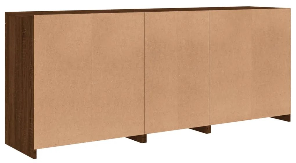 barna tölgy színű tálalószekrény LED-ekkel 162 x 37 x 67 cm