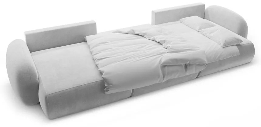 Világosszürke bársony kinyitható-tárolóhelyes (U alakú) sarokkanapé Tonale – Cosmopolitan Design