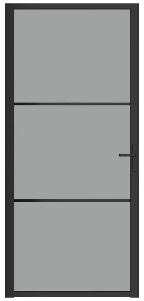 Fekete ESG üveg és alumínium beltéri ajtó 93 x 201,5 cm