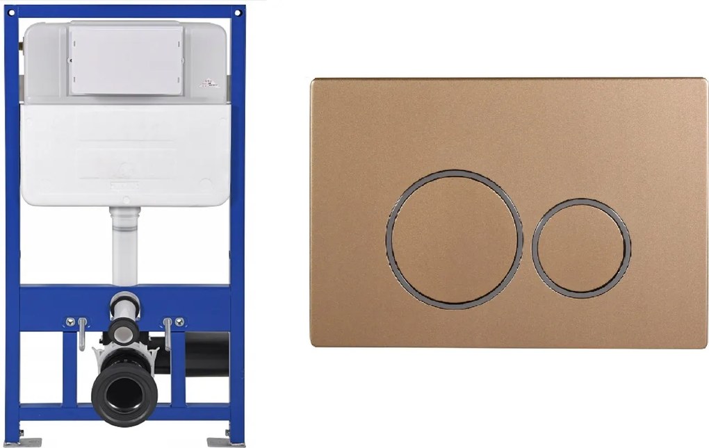 AquaTech Slim Szerelőkeret 8cm mély Dopio gomb arany