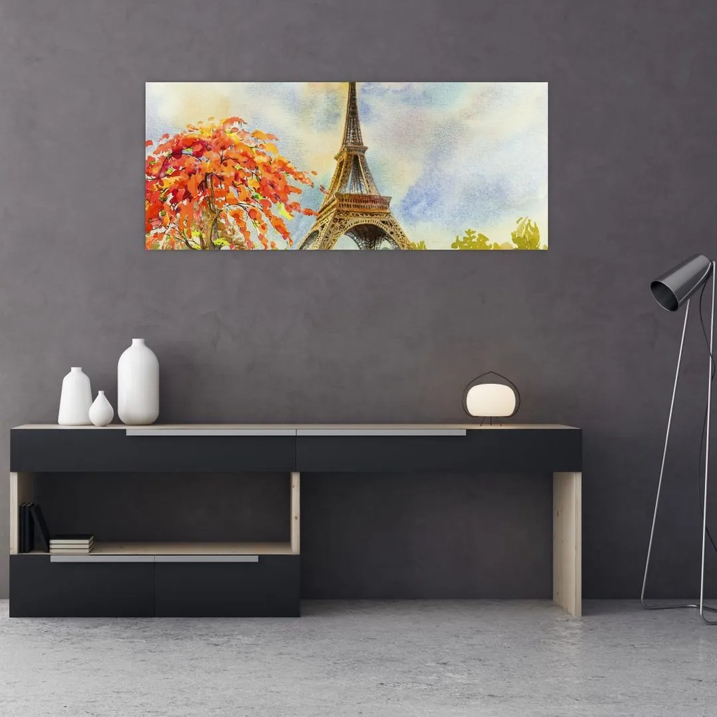 Festett kép az Eiffel-torony (120x50 cm)