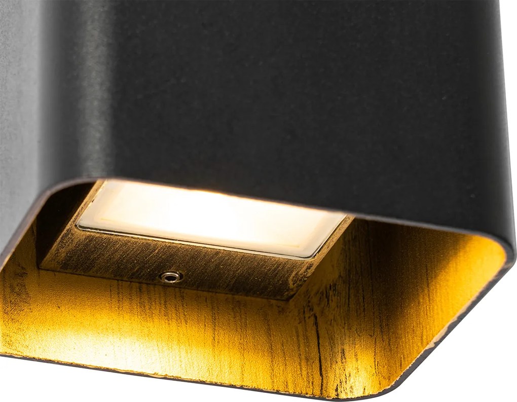 Modern fekete fali lámpa LED-del IP54 négyzet alakú - Evi