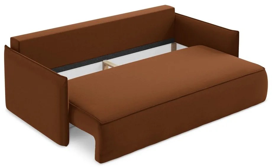 Terrakotta színű bársony kinyitható-tárolóhelyes kanapé 225 cm Hula – Makamii