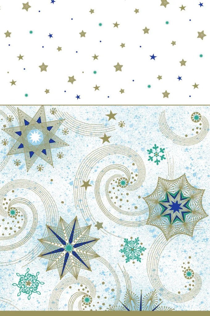 Karácsonyi Stars and Twirls papír asztalterítő 120x180 cm