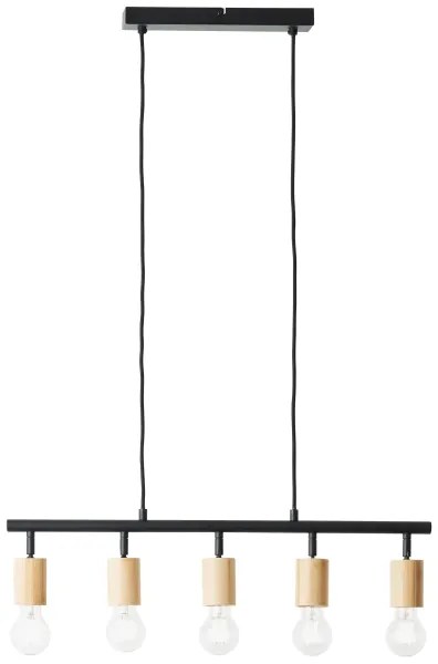 Brilliant - TIFFANY kábeles csillár 5xE27/28W/230V fekete/bambusz