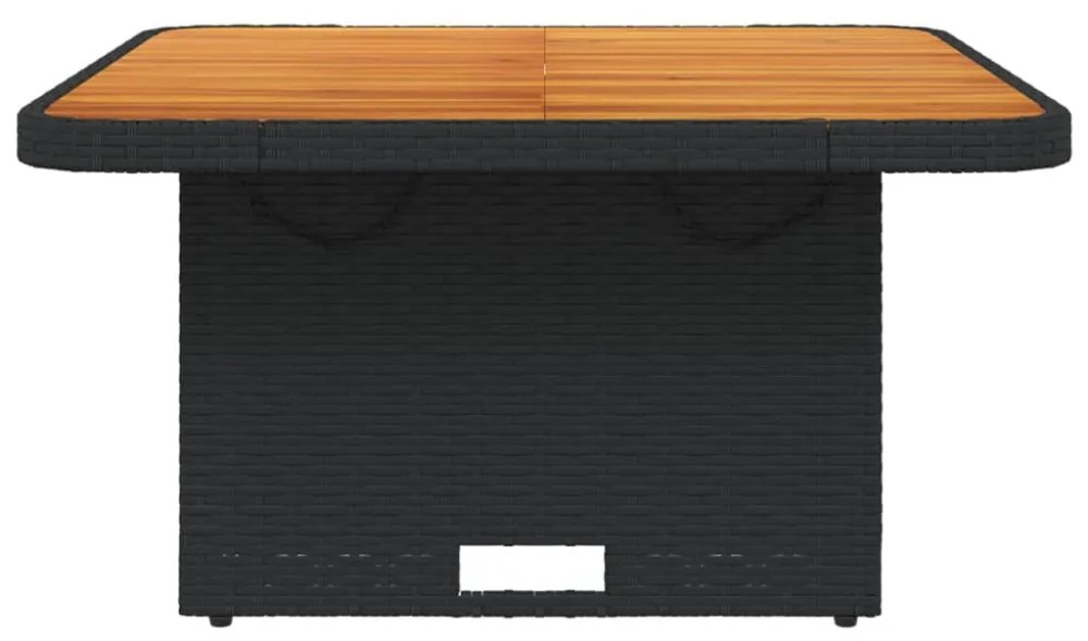 fekete polyrattan és akácfa kerti asztal 80 x 80 x 71 cm