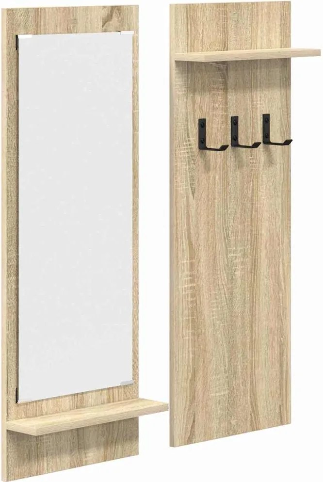 vidaXL Fali Kabáthorog polcokkal Sonoma tölgy 70 x 10 x 90 cm Faanyag