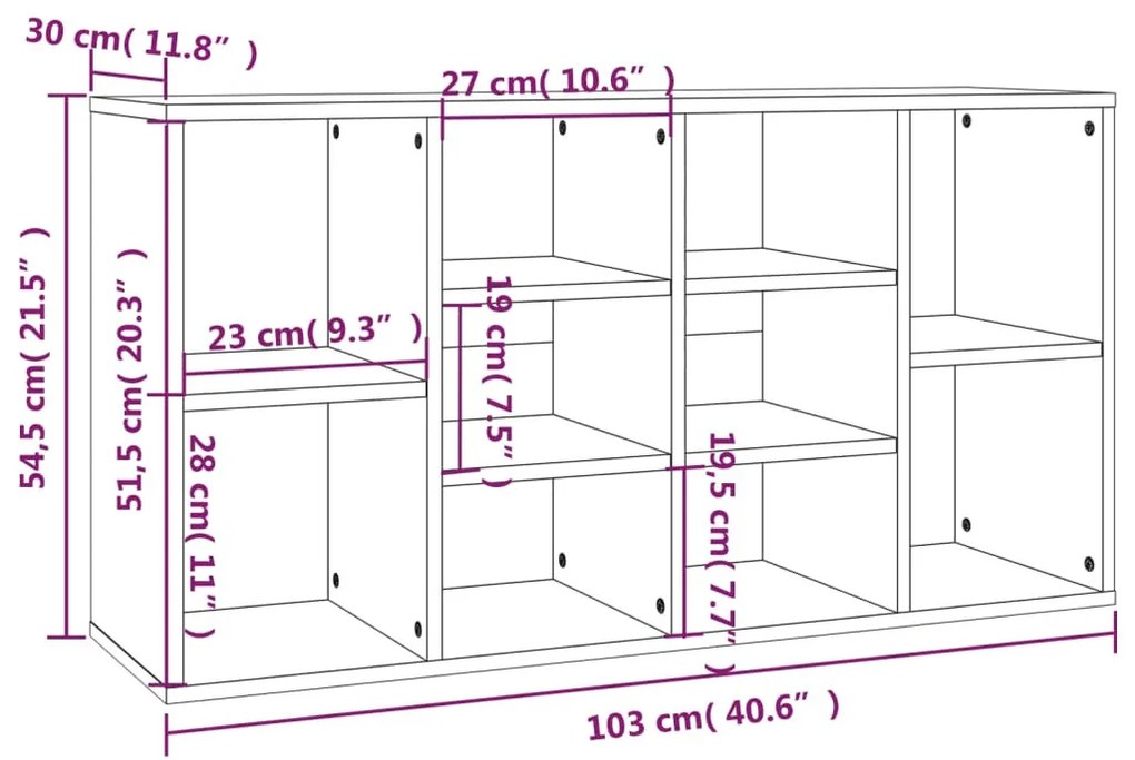 füstös tölgy színű szerelt fa cipőtároló pad 103x30x54,5 cm