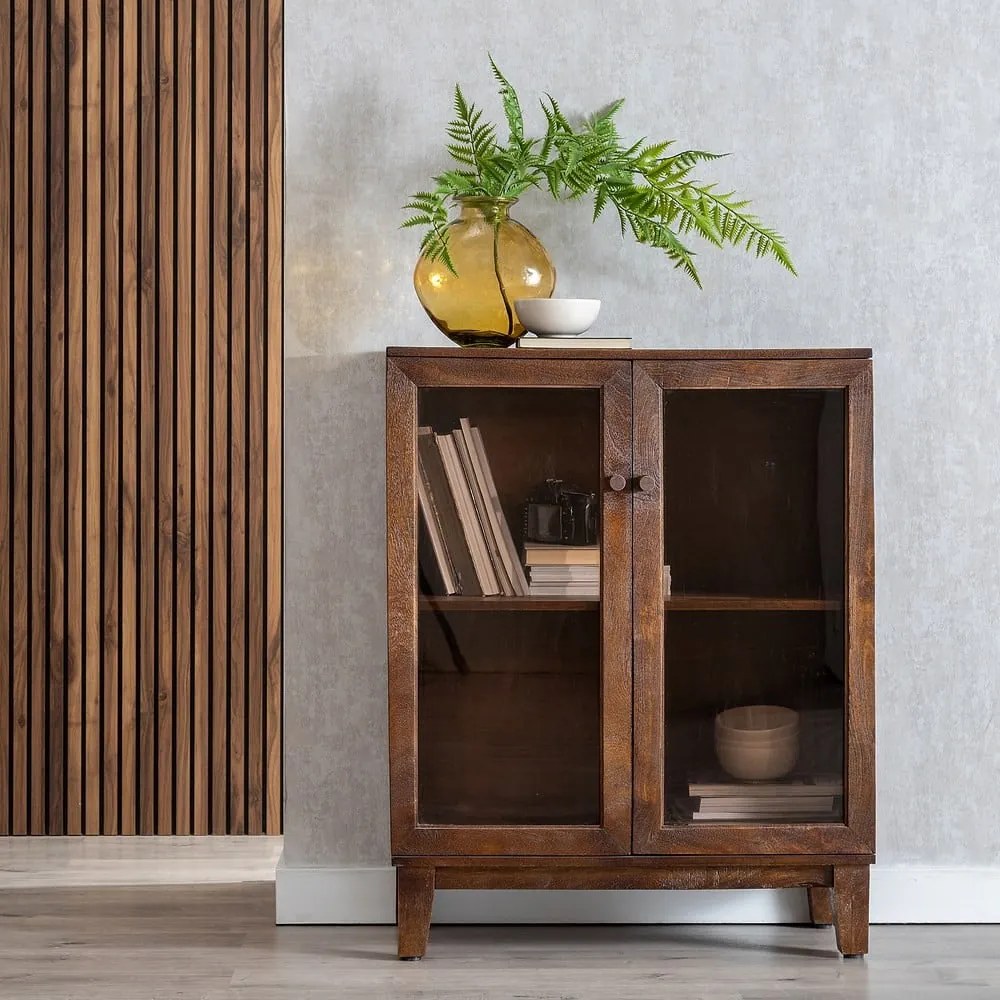 Barna mangófa tálalószekrény 80x100x40 cm Ravi – Ixia