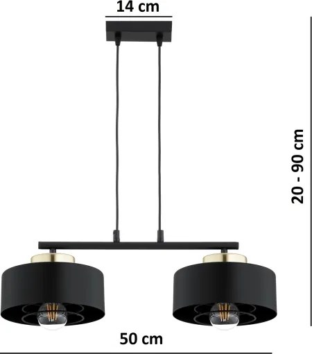 Brilagi - Kábelen függő csillár SPRING 2xE27/60W/230V fekete/arany